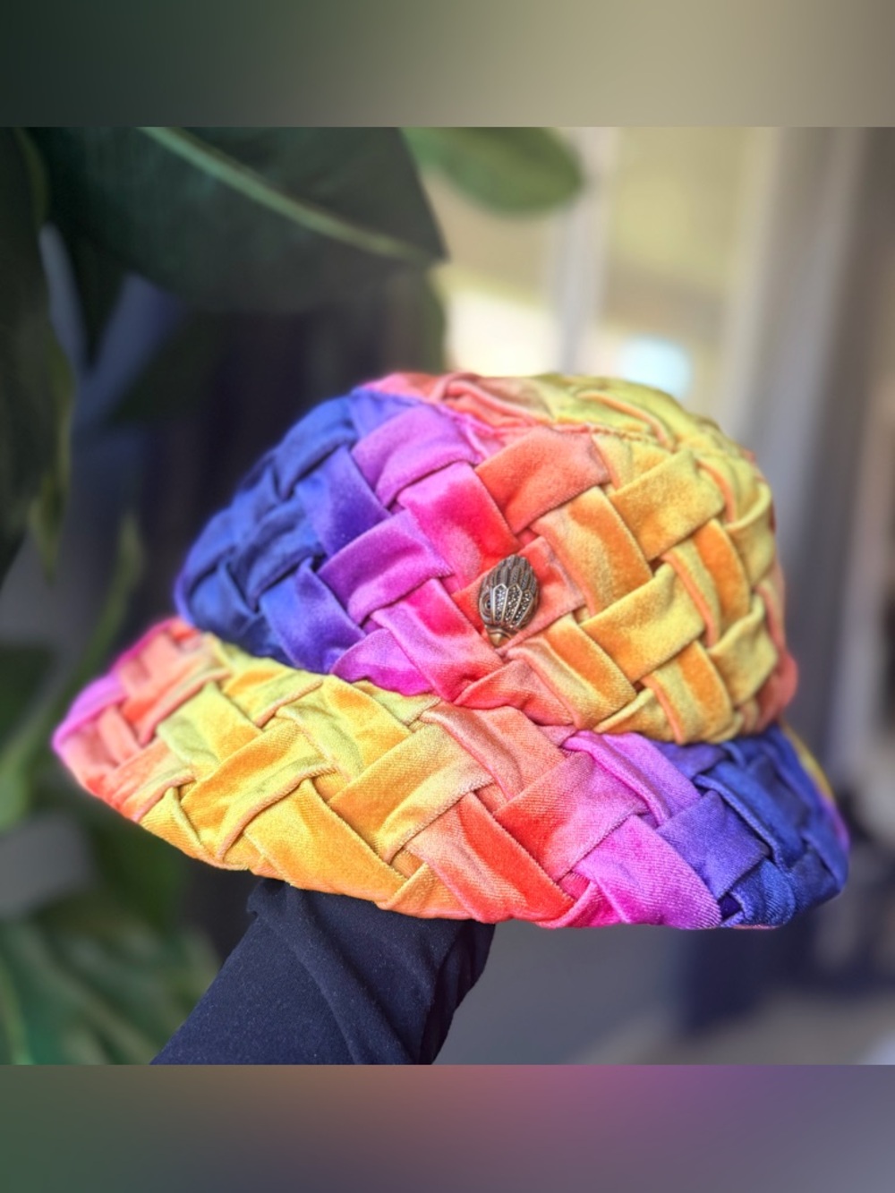 Kurt Geiger Kensington Rainbow Velvet Bucket Hat